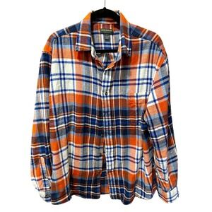 John Bartlett Consensus Mens‎ XL Plaid Flannel Button Down Shirt Orange Blue